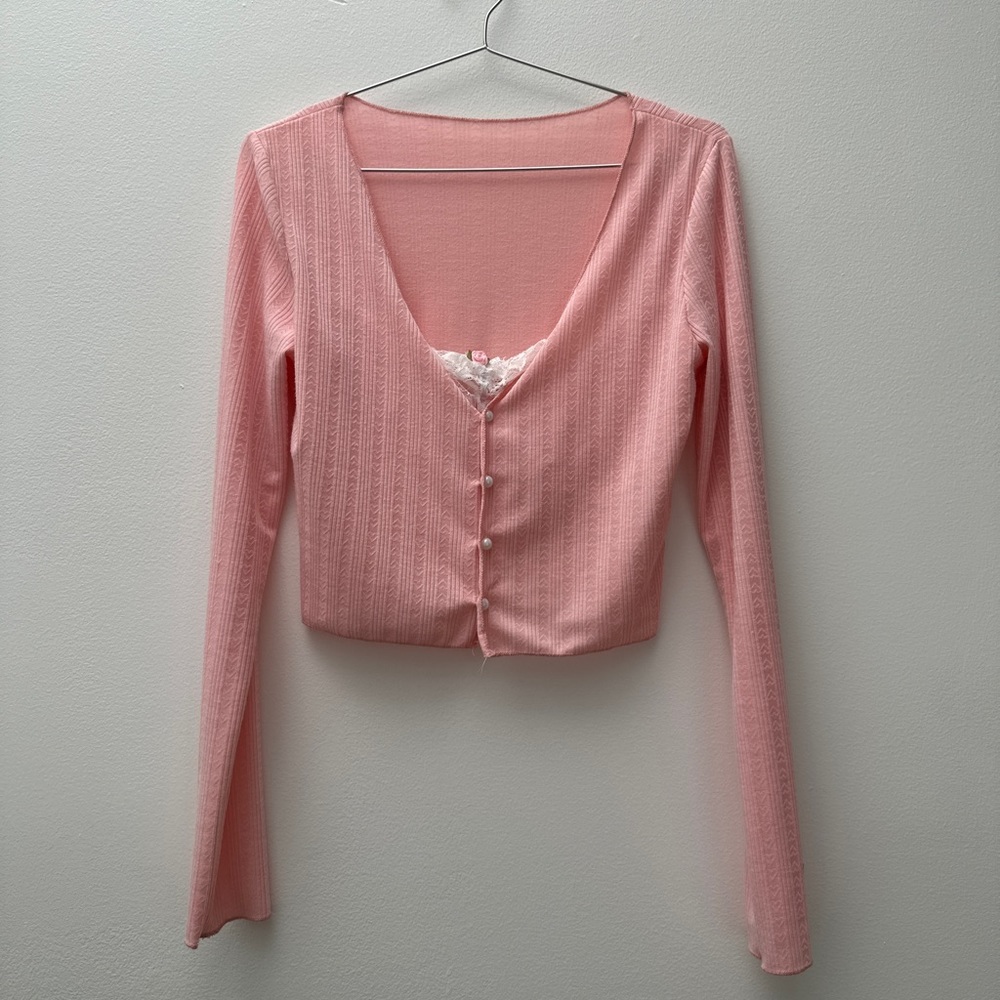 Coquette baby pink ballet top with lace details